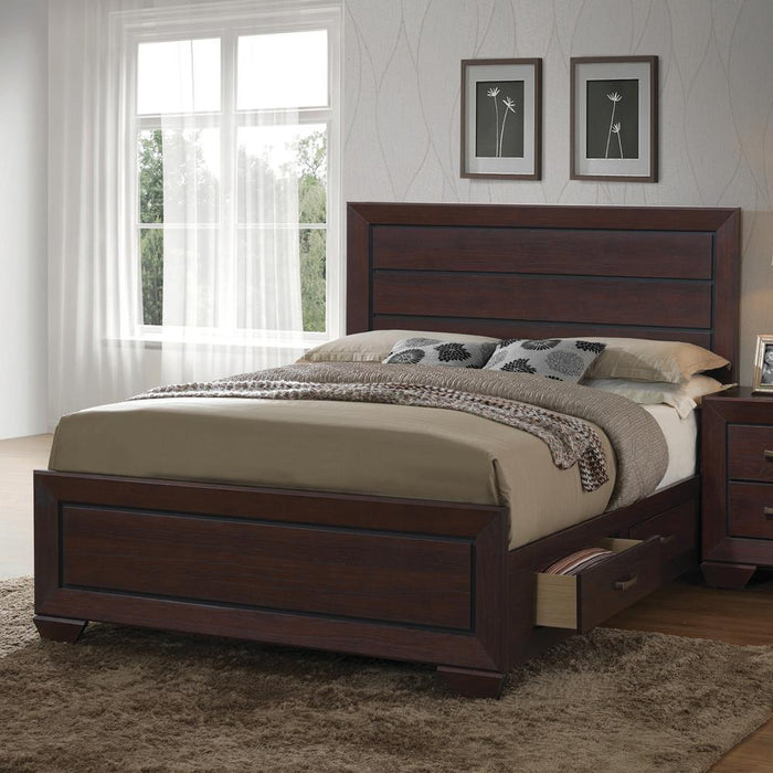 Kauffman California King, Eastren King, & Queen Panel Bed Dark Cocoa - Pierce Furniture Gallery