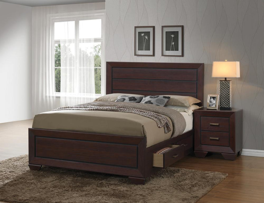 Kauffman California King, Eastren King, & Queen Panel Bed Dark Cocoa - Pierce Furniture Gallery