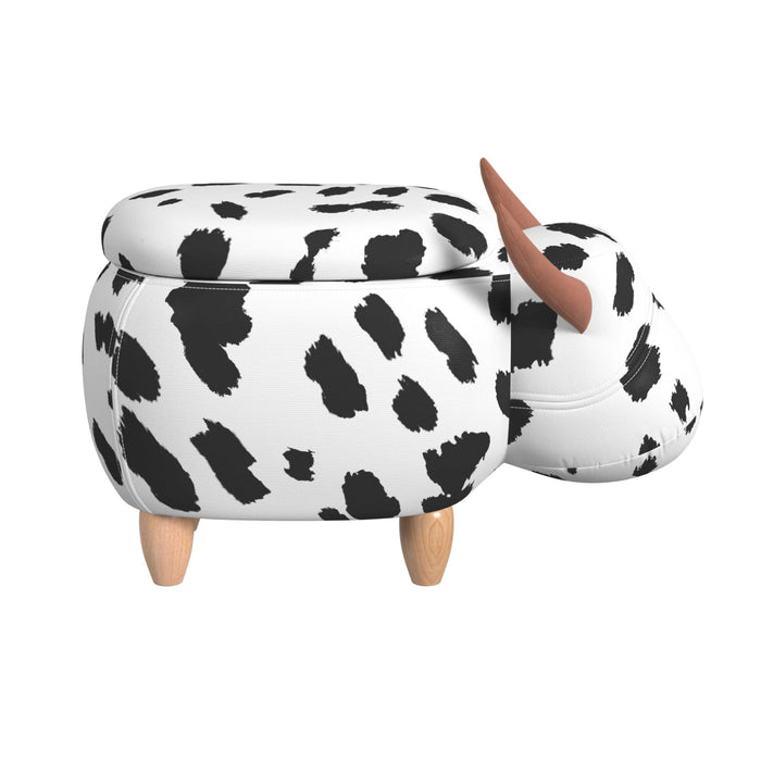 Cow Storage Stool in White and Black