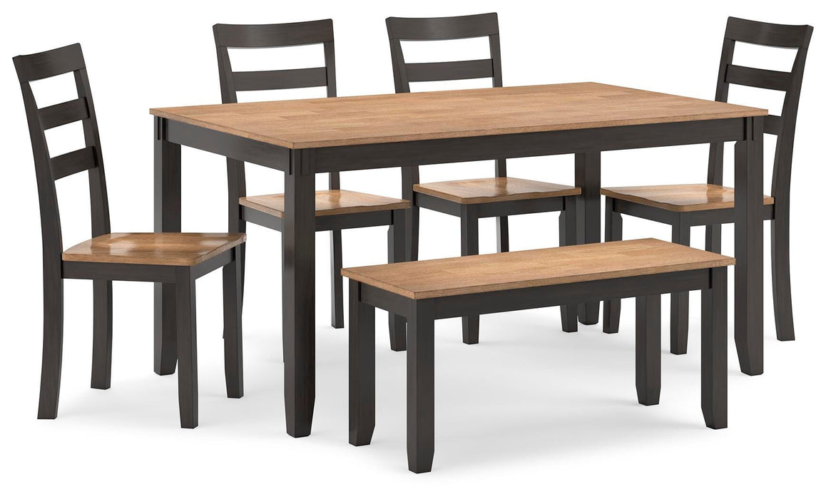Gesthaven Dining Table with 4 Chairs and Bench (Set of 6) - Pierce Furniture Gallery