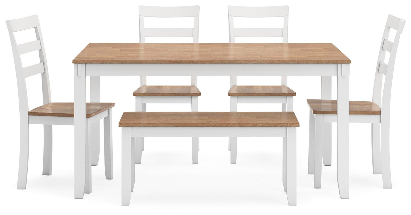 Gesthaven Dining Table with 4 Chairs and Bench (Set of 6) - Pierce Furniture Gallery