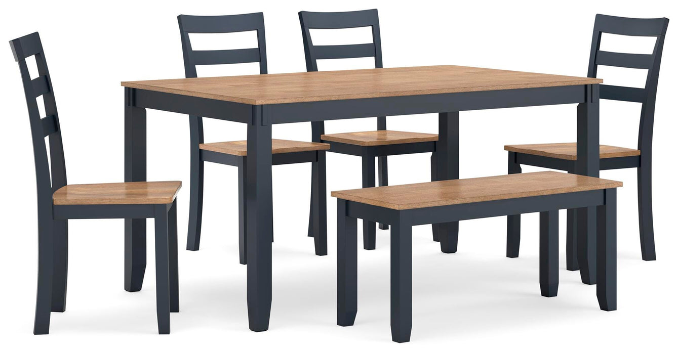 Gesthaven Dining Table with 4 Chairs and Bench (Set of 6) - Pierce Furniture Gallery