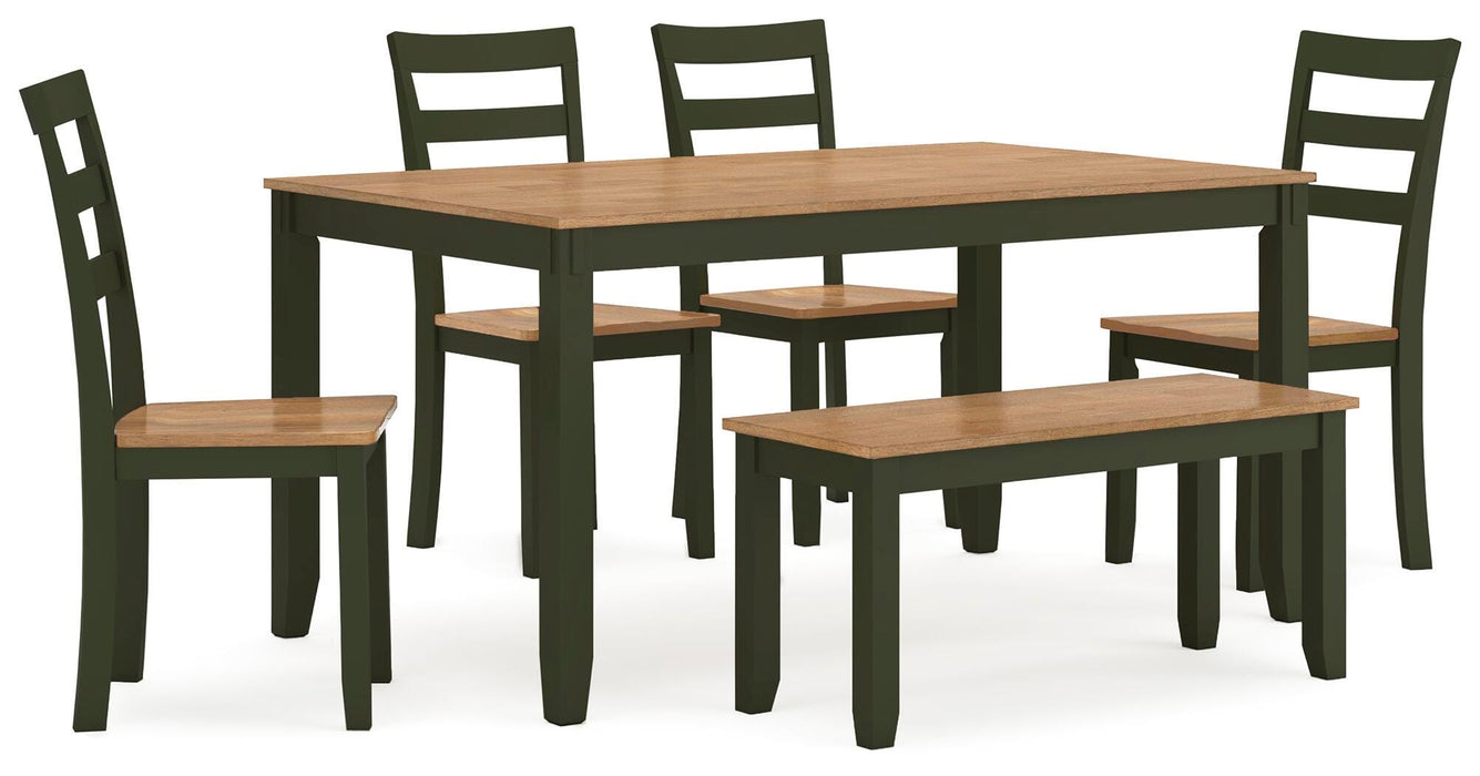 Gesthaven Dining Table with 4 Chairs and Bench (Set of 6) - Pierce Furniture Gallery