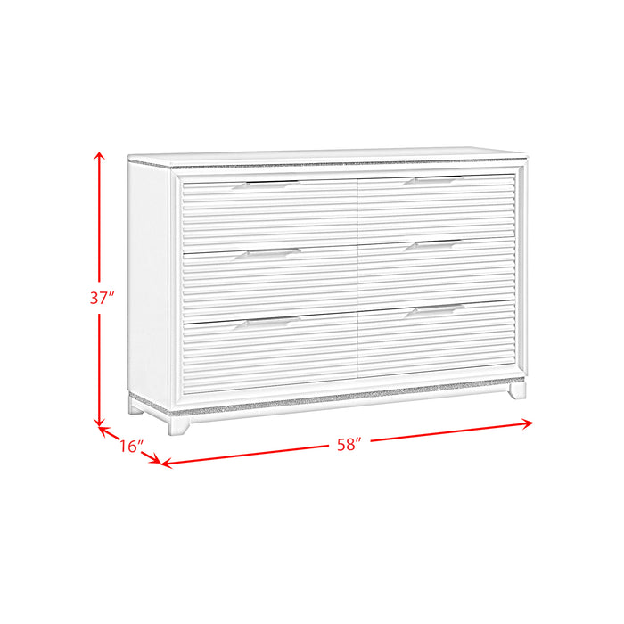 Denmark 6-Drawer Dresser in White - Pierce Furniture Gallery