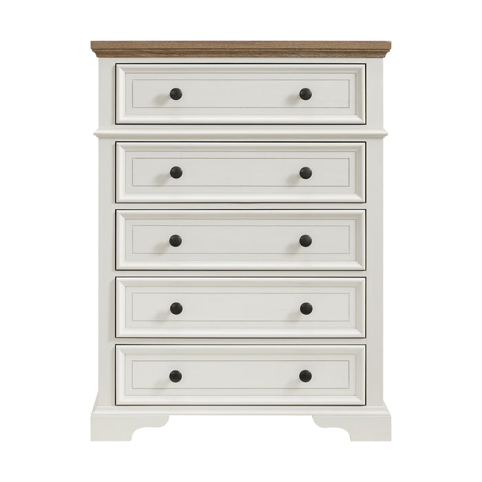 Eastwood Youth 5-Drawer Chest in Brown and Off-White - Pierce Furniture Gallery