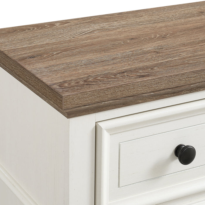 Eastwood Youth Dresser and Mirror Set in Brown and Off-White - Pierce Furniture Gallery