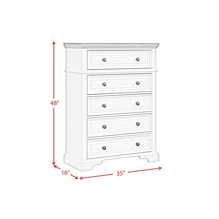 Eastwood Youth 5-Drawer Chest in Brown and Off-White - Pierce Furniture Gallery