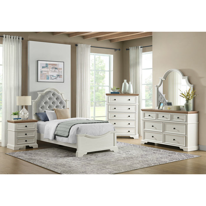 Eastwood Youth Dresser and Mirror Set in Brown and Off-White - Pierce Furniture Gallery