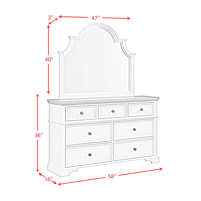Eastwood Youth Dresser and Mirror Set in Brown and Off-White - Pierce Furniture Gallery