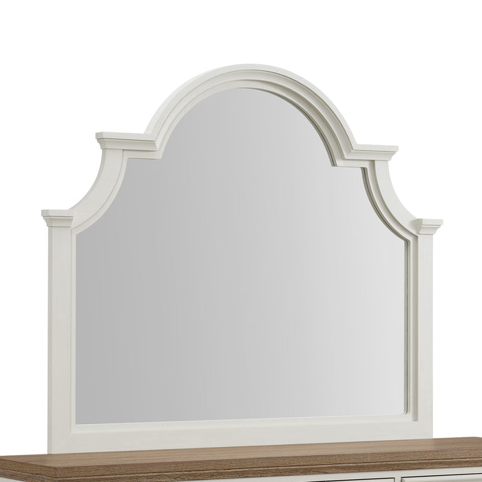 Eastwood Youth Dresser and Mirror Set in Brown and Off-White - Pierce Furniture Gallery