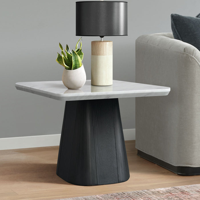 Edison End Table in White and Black - Pierce Furniture Gallery