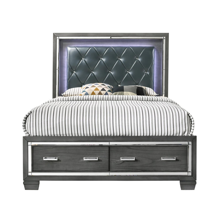 Titanium Queen Tufted Upholstered Storage Bed - Pierce Furniture Gallery