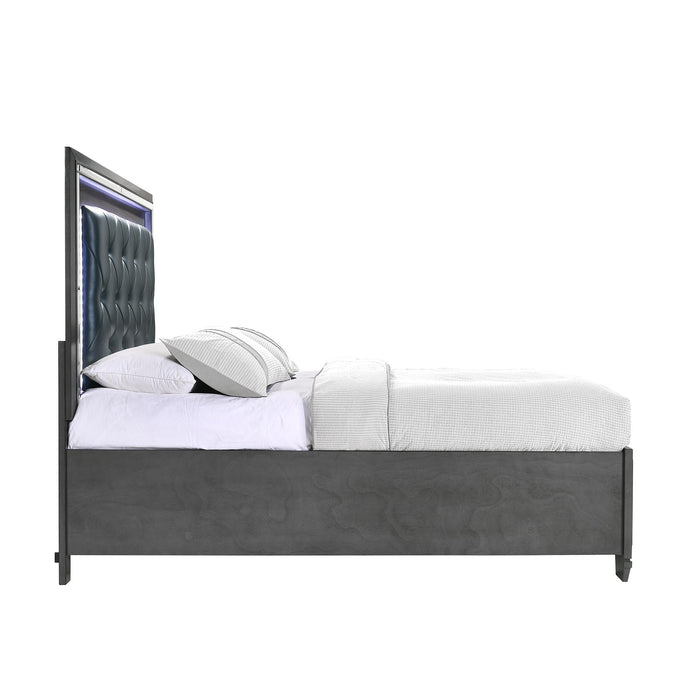 Titanium Queen Tufted Upholstered Storage Bed - Pierce Furniture Gallery