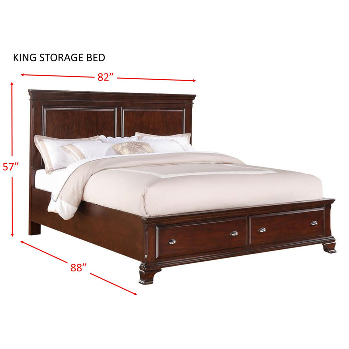 Canton Cherry  King Storage Bed