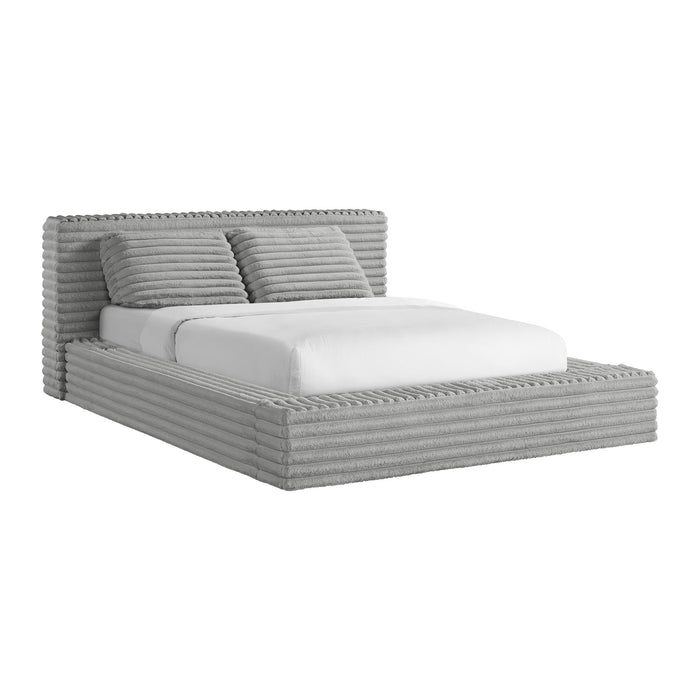 Rosebery UPH Bed with 2 Pillows in Light Grey Corduroy