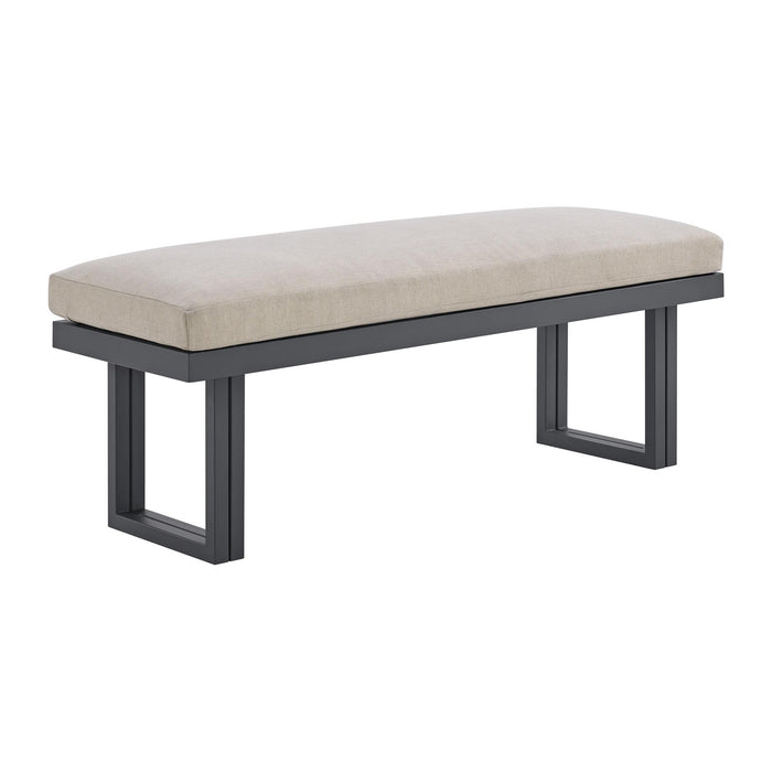 Playa Dining Bench - Dark Grey and Olefin Beige - Pierce Furniture Gallery