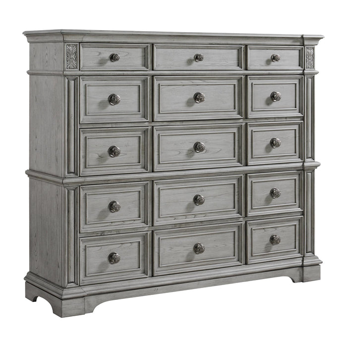 Glenmore 15-Drawer Mansion Chest in Aged Grey - Pierce Furniture Gallery