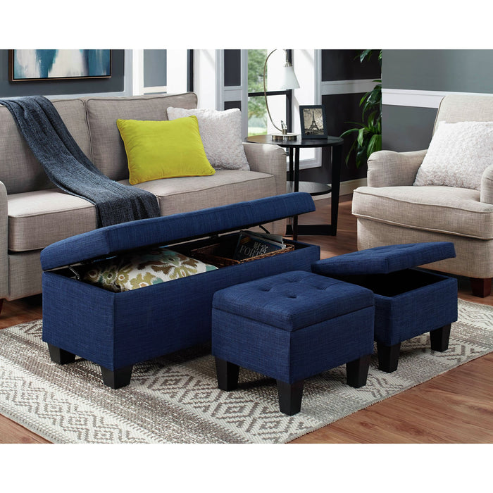 Ethan 3Pk Storage Bench with 2 Ottoman in Heirloom Blue (ISTA3A)