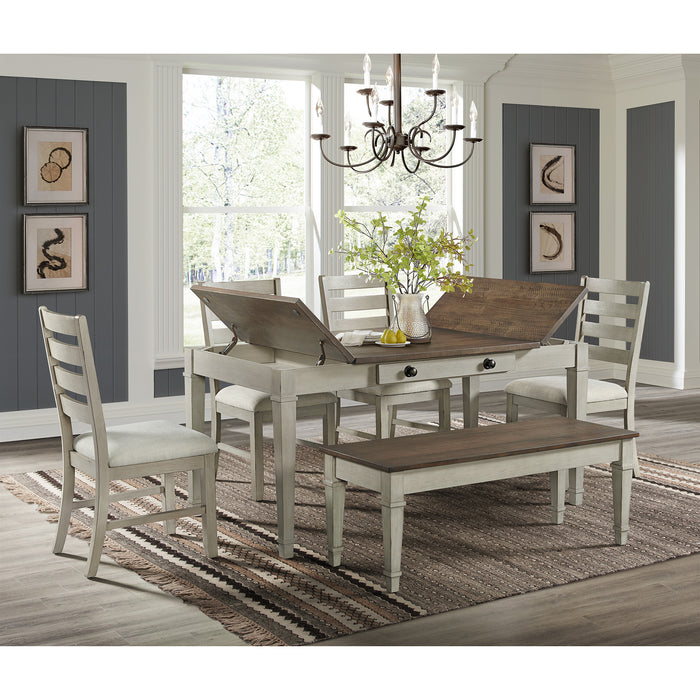 Farmington Standard Height Dining Set in Medium Brown and Washed Stone-Rectangular Table and Four Chairs
