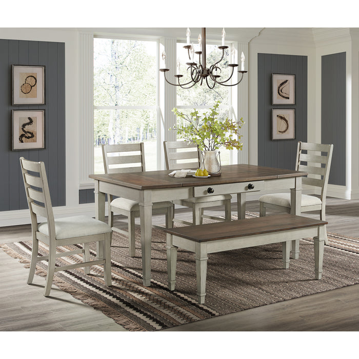 Farmington Rectangular Dining Table in Medium Brown and Washed Stone