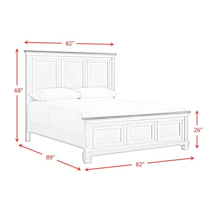 Farmington Panel Bed in Medium Brown and Washed Stone