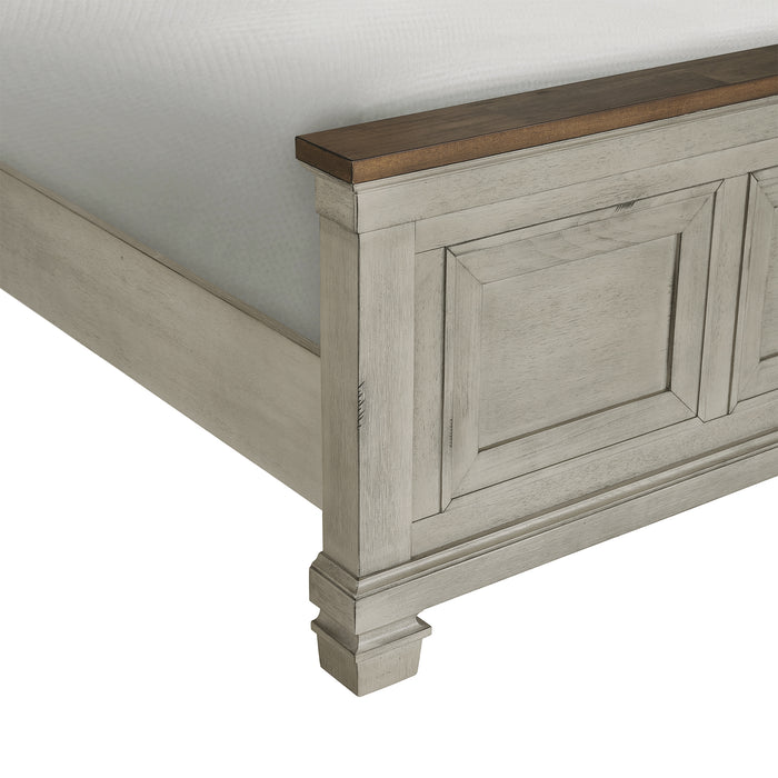Farmington Panel Bedroom Set in Medium Brown and Washed Stone