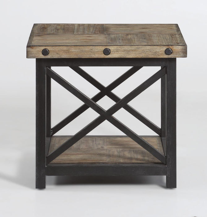 Flexsteel Carpenter Lamp Table in Rustic Gray