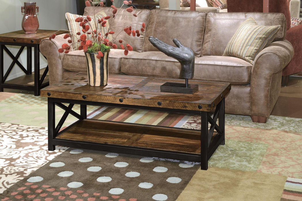 Flexsteel Carpenter Rectangular Coffee Table in Rustic Brown