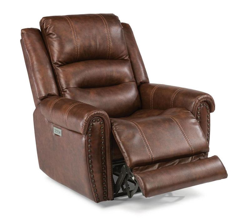 Flexsteel Oscar Power Recliner with Power Headrest and Lumbar