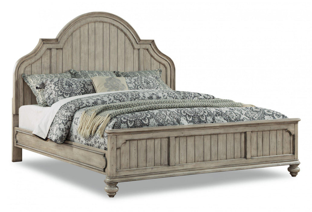 Flexsteel Wynwood Plymouth King Panel Bed in Whitewash Wood