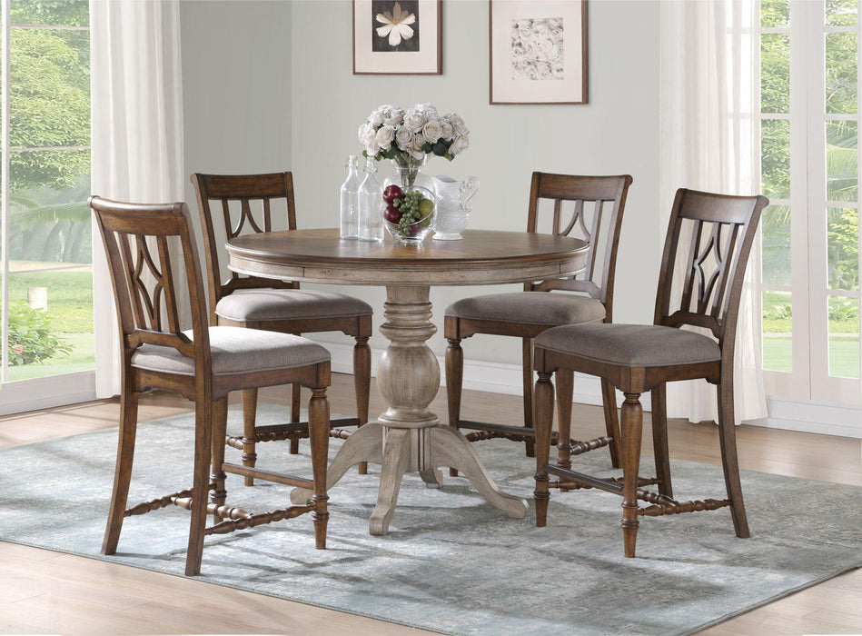 Flexsteel Wynwood Plymouth Pedestal Counter Height Dining Table in Two-Toned