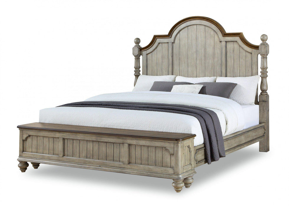 Flexsteel Wynwood Plymouth Queen Poster Storage Bed in Whitewash Wood