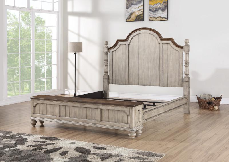 Flexsteel Wynwood Plymouth California King Poster Storage Bed in Whitewash Wood