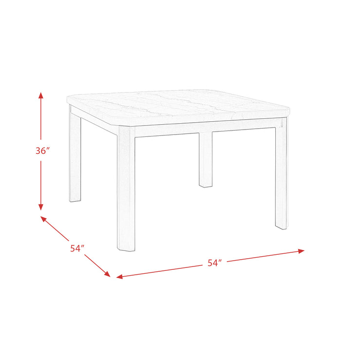 Francesca White Marble Square 5PC Counter Height Dining Set-Table & Four Blue Velvet Chairs