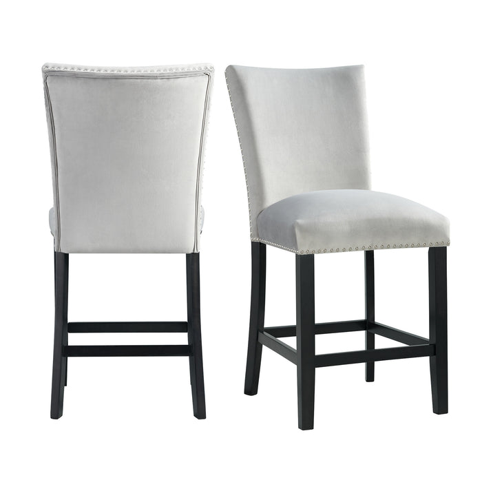 Francesca Counter Dining Gray Counter Velvet Side Chair (2 Per Pack) - Pierce Furniture Gallery
