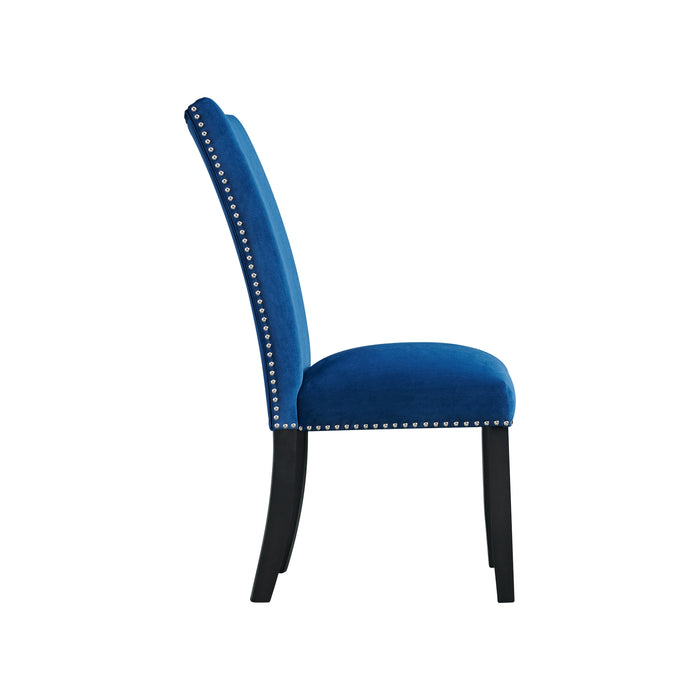 Francesca Rectangular Dining Blue Velvet Side Chair (2 Per Pack)