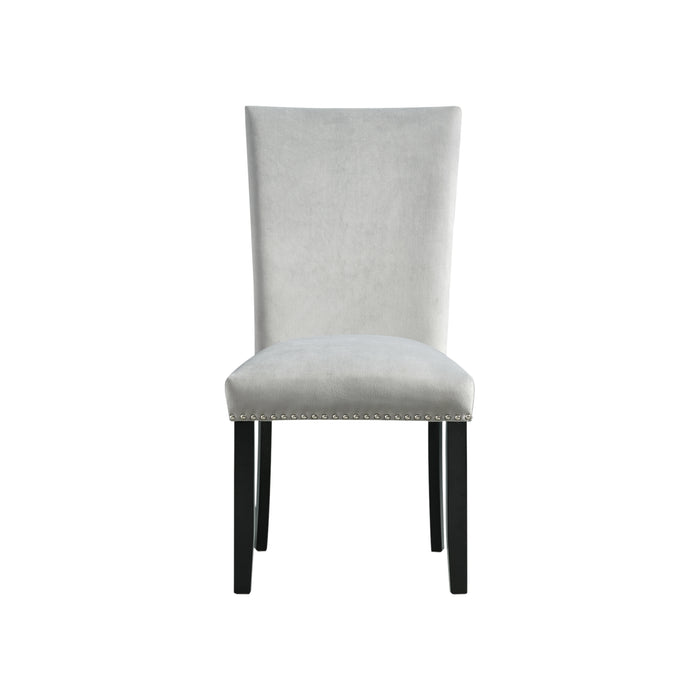 Francesca Rectangular Dining Grey Velvet Side Chair W/ Nailhead Trim (2 Per Pack) - Pierce Furniture Gallery