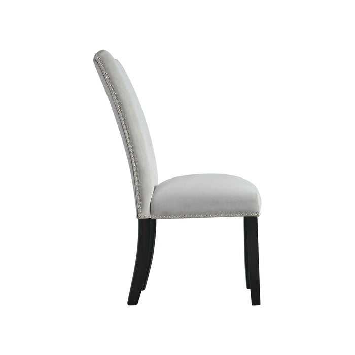 Francesca Rectangular Dining Grey Velvet Side Chair W/ Nailhead Trim (2 Per Pack) - Pierce Furniture Gallery