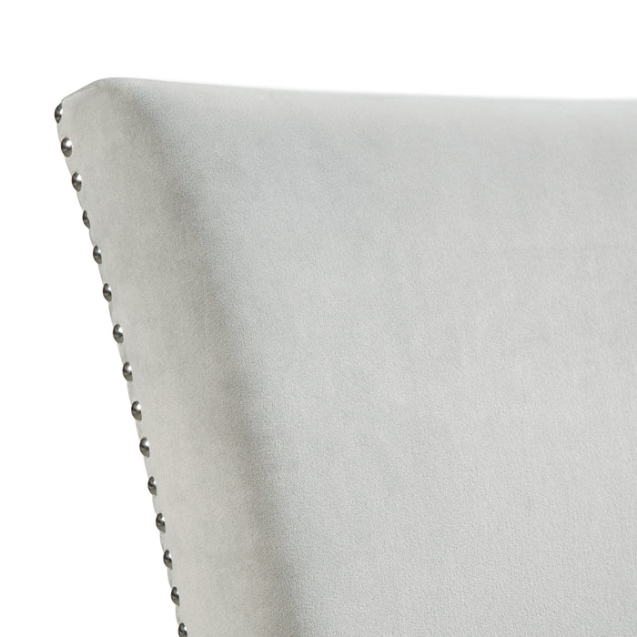 Francesca Rectangular Dining Grey Velvet Side Chair W/ Nailhead Trim (2 Per Pack) - Pierce Furniture Gallery