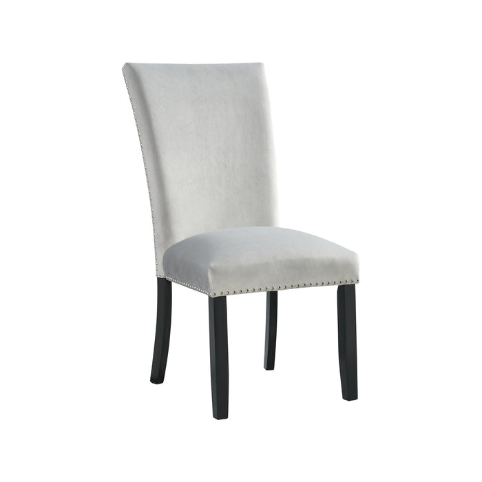 Francesca Rectangular Dining Grey Velvet Side Chair W/ Nailhead Trim (2 Per Pack) - Pierce Furniture Gallery