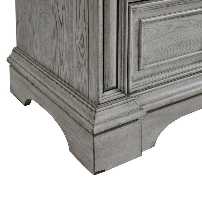 Glenmore 3-Drawer Nightstand with USB in Aged Grey