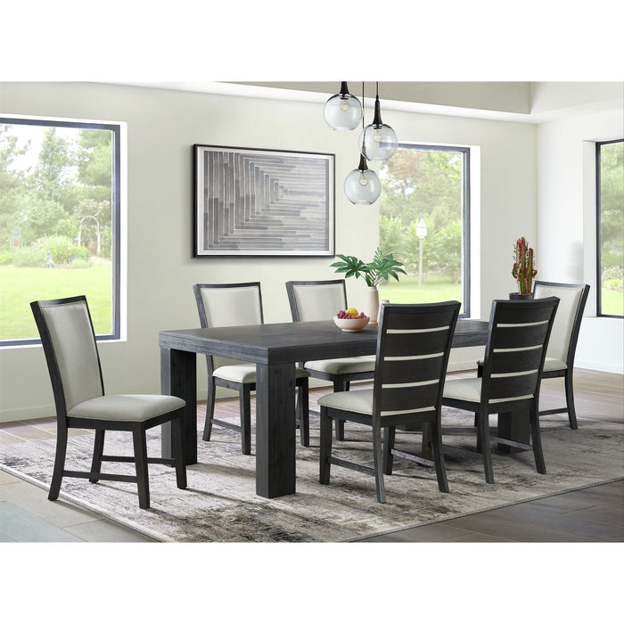 Grady 7PC Dining Set in Black-Table & Six Slat Back Chairs