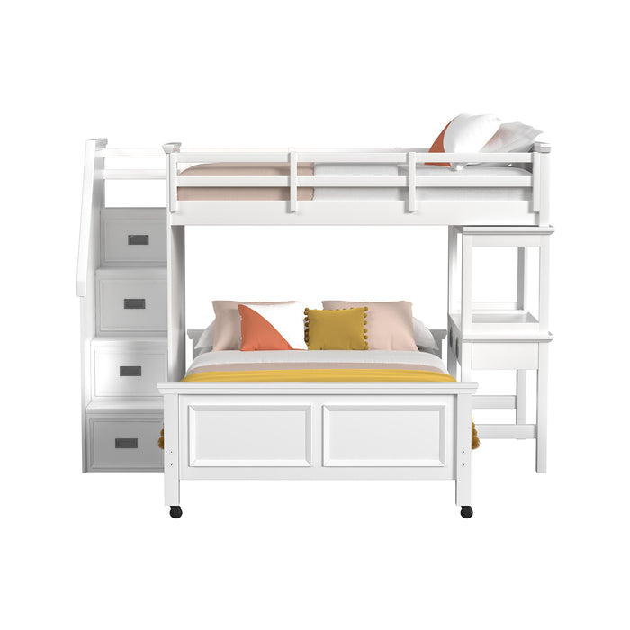 Hampton Kids Over Loft with Staircase and Desk with Speaker