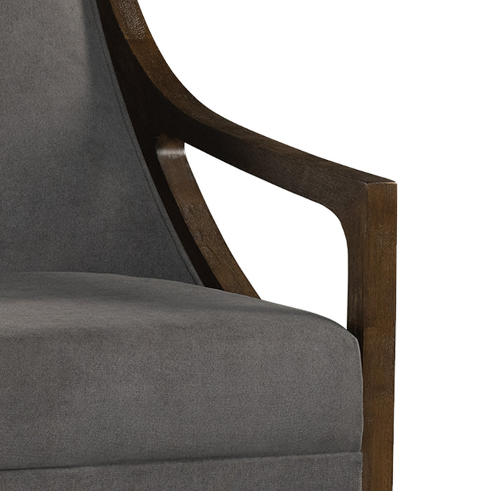 Hopkins Chair w/Brown Arm Columbia Charcoal (ISTA 3) - Pierce Furniture Gallery