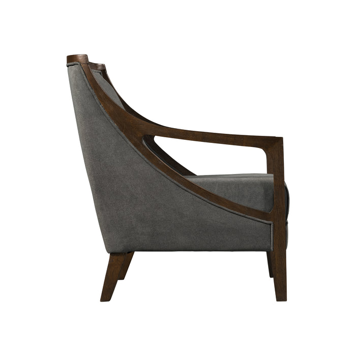 Hopkins Chair w/Brown Arm Columbia Charcoal (ISTA 3) - Pierce Furniture Gallery