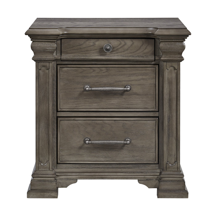 Kings Court 3-Drawer Nightstand (Sliding Top) in Grey