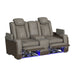Lantana Power Motion Loveseat with Power Headrest, Led, and Console in Rocky Grey/Brown - Pierce Furniture Gallery