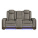 Lantana Power Motion Loveseat with Power Headrest, Led, and Console in Rocky Grey/Brown - Pierce Furniture Gallery