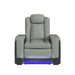 Lantana Power Motion Recliner with Power Headrest, Led, wireless charger and Cup holder in Rocky Cement/Charcoal - Pierce Furniture Gallery