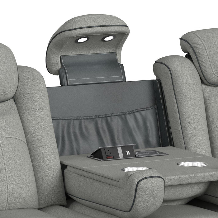 Lantana 3PC Living Room Set in Rocky Cement/Charcoal-Sofa, Loveseat & Recliner - Pierce Furniture Gallery